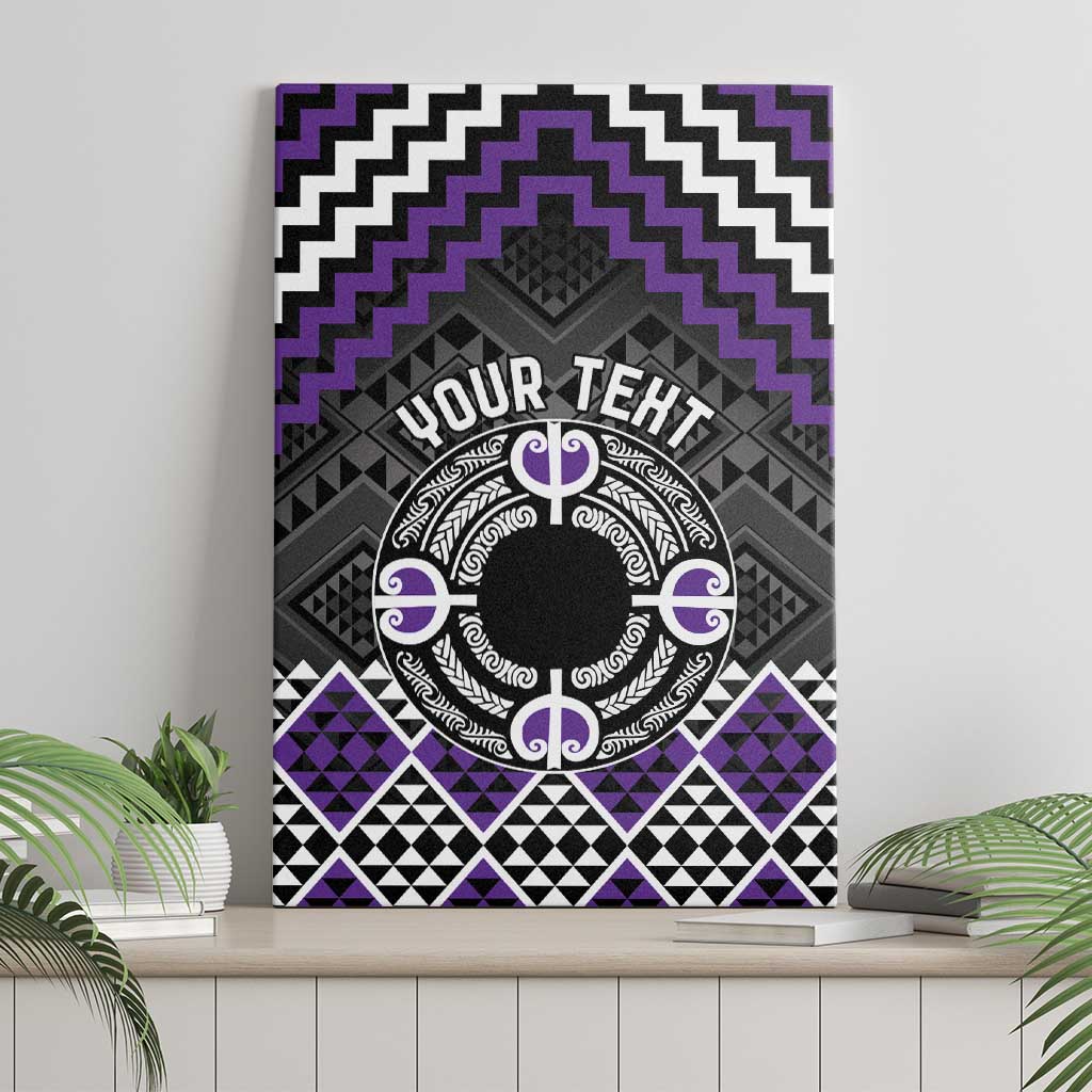 Personalised Aotearoa Niho Taniwha Motif Canvas Wall Art Violet Style