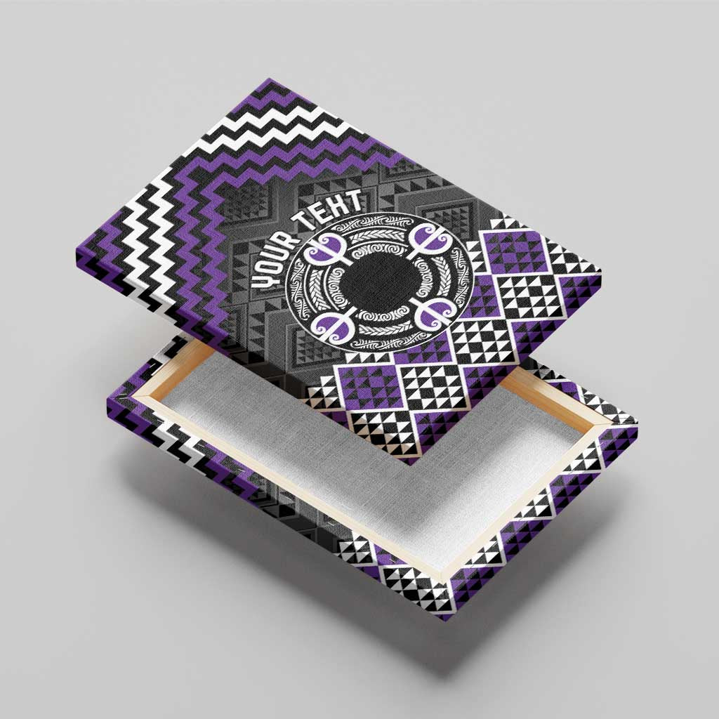 Personalised Aotearoa Niho Taniwha Motif Canvas Wall Art Violet Style