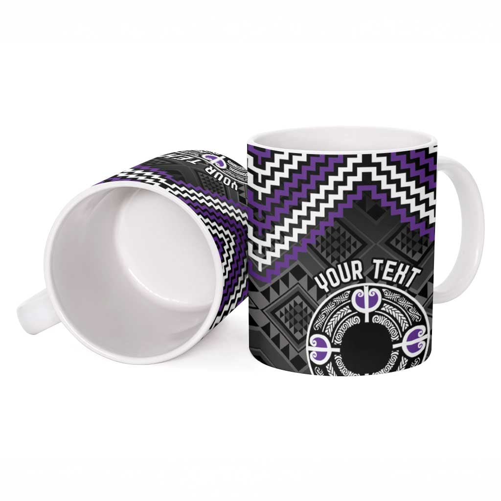 Personalised Aotearoa Niho Taniwha Motif Ceramic Mug Violet Style - Polynesian Pride