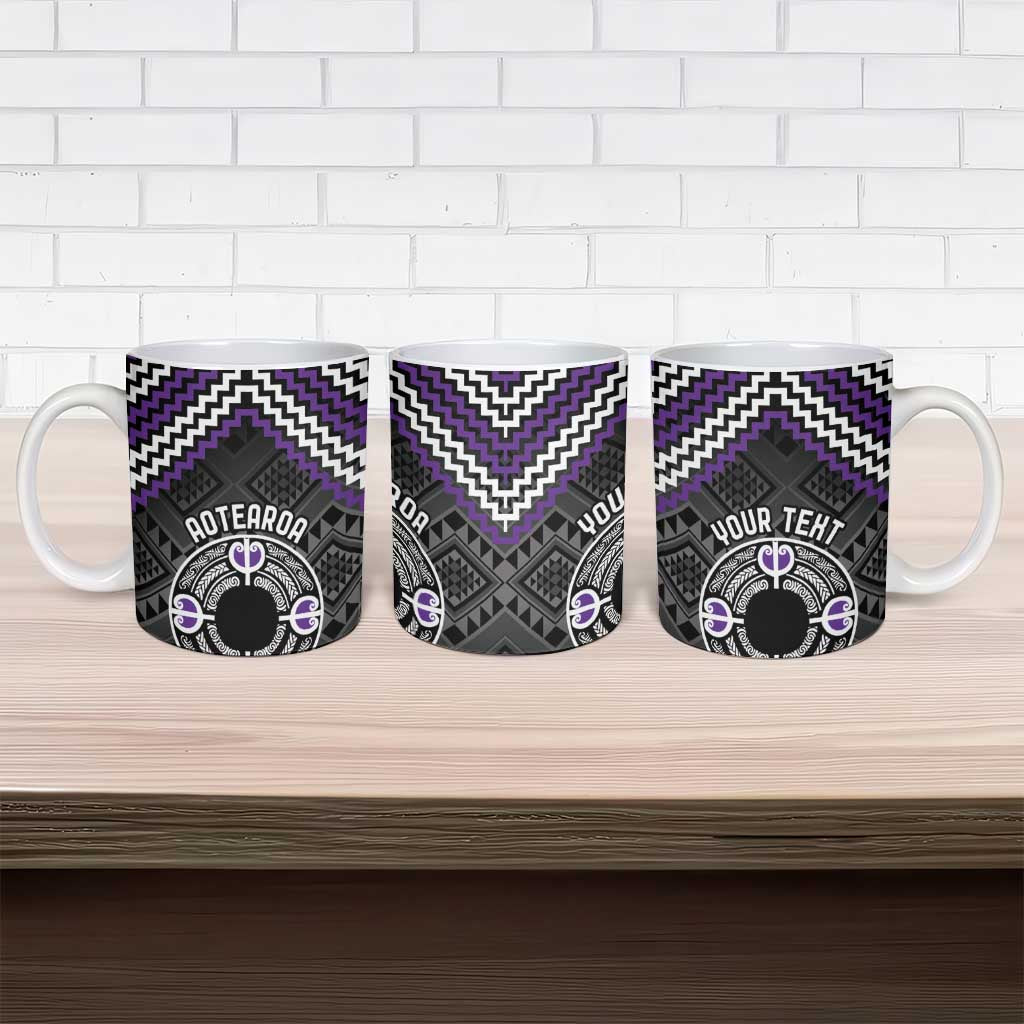 Personalised Aotearoa Niho Taniwha Motif Ceramic Mug Violet Style - Polynesian Pride