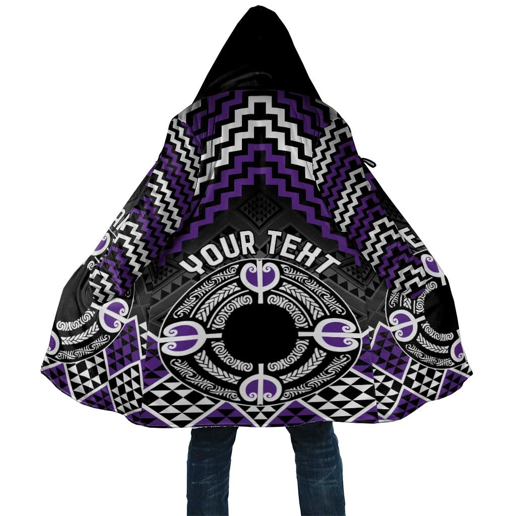 Personalised Aotearoa Niho Taniwha Motif Cloak Violet Style - Polynesian Pride