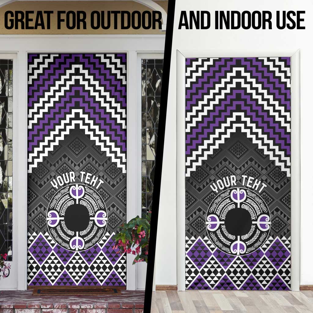 Personalised Aotearoa Niho Taniwha Motif Door Cover Violet Style - Polynesian Pride