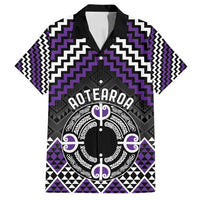 Personalised Aotearoa Niho Taniwha Motif Family Matching Long Sleeve Bodycon Dress and Hawaiian Shirt Violet Style