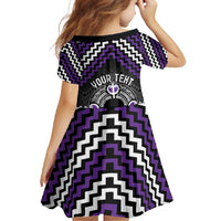 Personalised Aotearoa Niho Taniwha Motif Family Matching Mermaid Dress and Hawaiian Shirt Violet Style