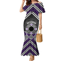 Personalised Aotearoa Niho Taniwha Motif Family Matching Mermaid Dress and Hawaiian Shirt Violet Style