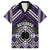 Personalised Aotearoa Niho Taniwha Motif Family Matching Off The Shoulder Long Sleeve Dress and Hawaiian Shirt Violet Style
