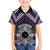 Personalised Aotearoa Niho Taniwha Motif Family Matching Off The Shoulder Long Sleeve Dress and Hawaiian Shirt Violet Style