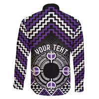 Personalised Aotearoa Niho Taniwha Motif Family Matching Puletasi and Hawaiian Shirt Violet Style