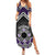 Personalised Aotearoa Niho Taniwha Motif Family Matching Summer Maxi Dress and Hawaiian Shirt Violet Style