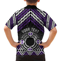 Personalised Aotearoa Niho Taniwha Motif Family Matching Tank Maxi Dress and Hawaiian Shirt Violet Style