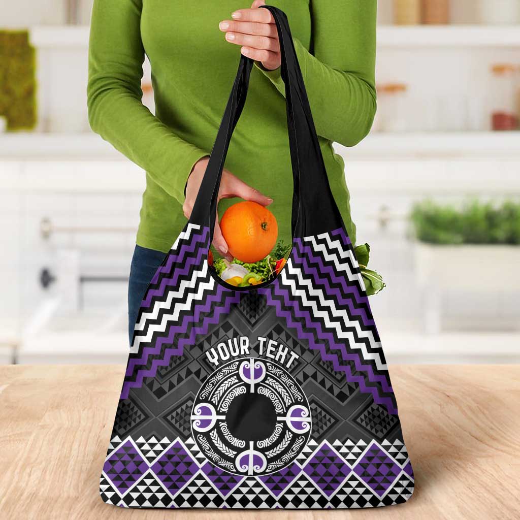 Personalised Aotearoa Niho Taniwha Motif Grocery Bag Violet Style