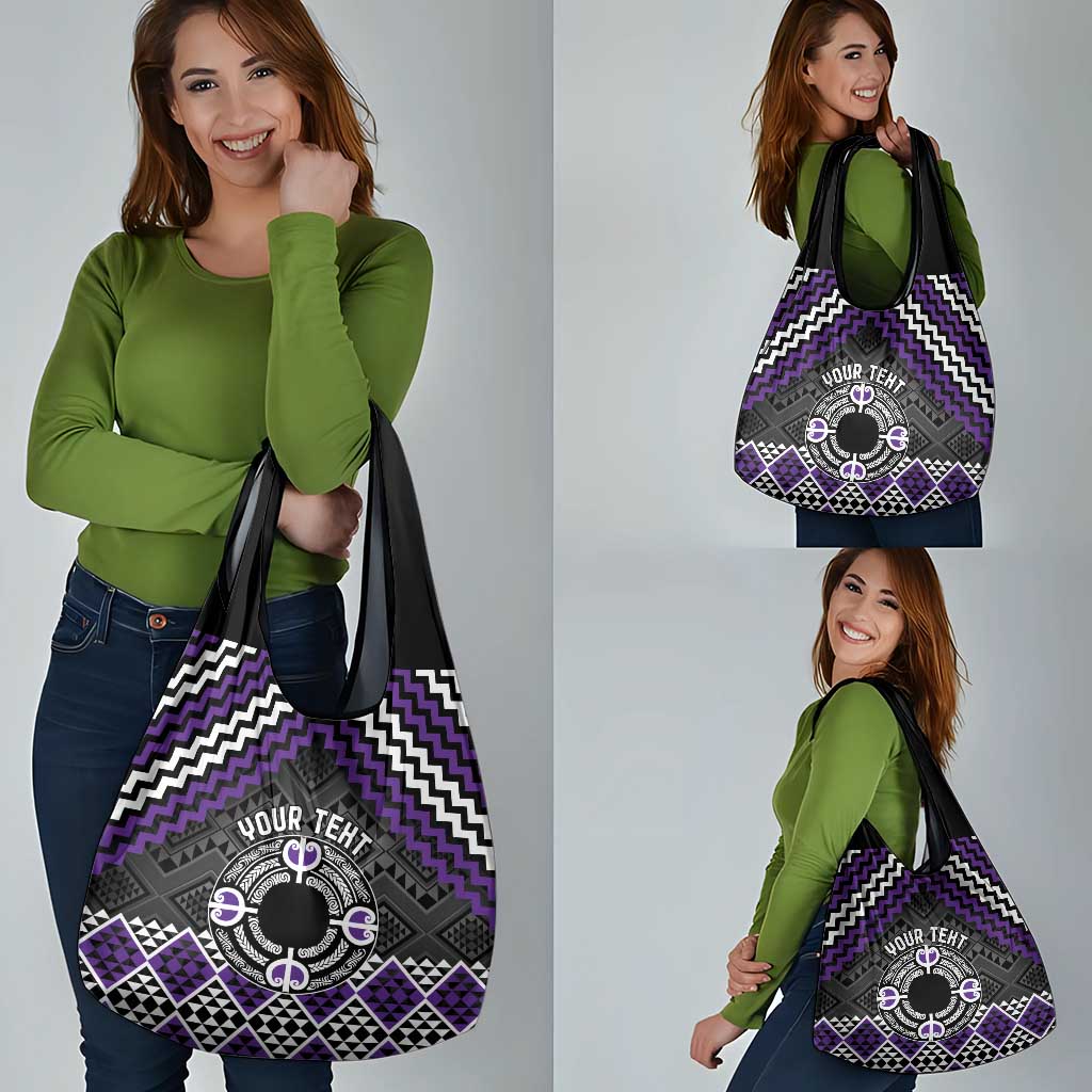 Personalised Aotearoa Niho Taniwha Motif Grocery Bag Violet Style
