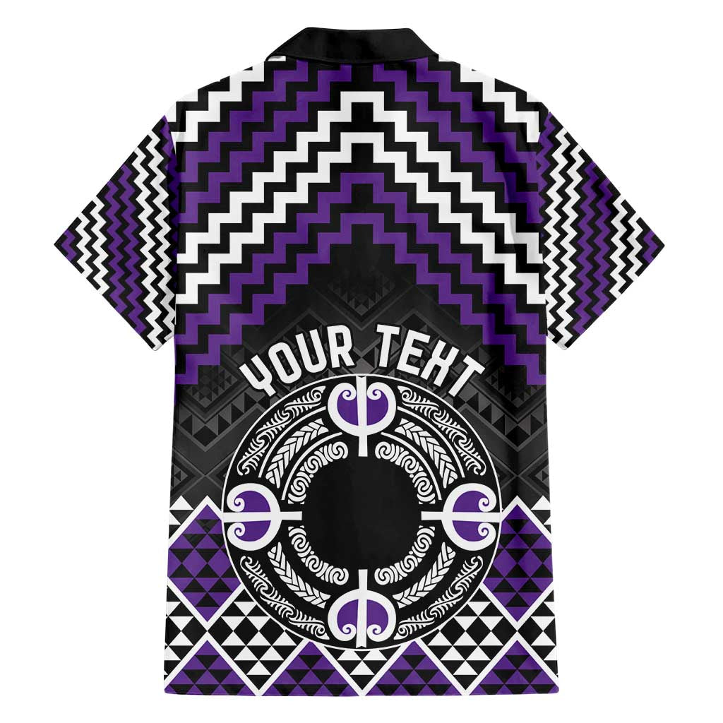 Personalised Aotearoa Niho Taniwha Motif Hawaiian Shirt Violet Style