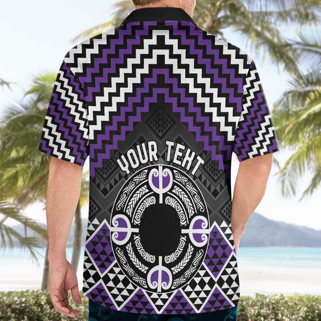 Personalised Aotearoa Niho Taniwha Motif Hawaiian Shirt Violet Style