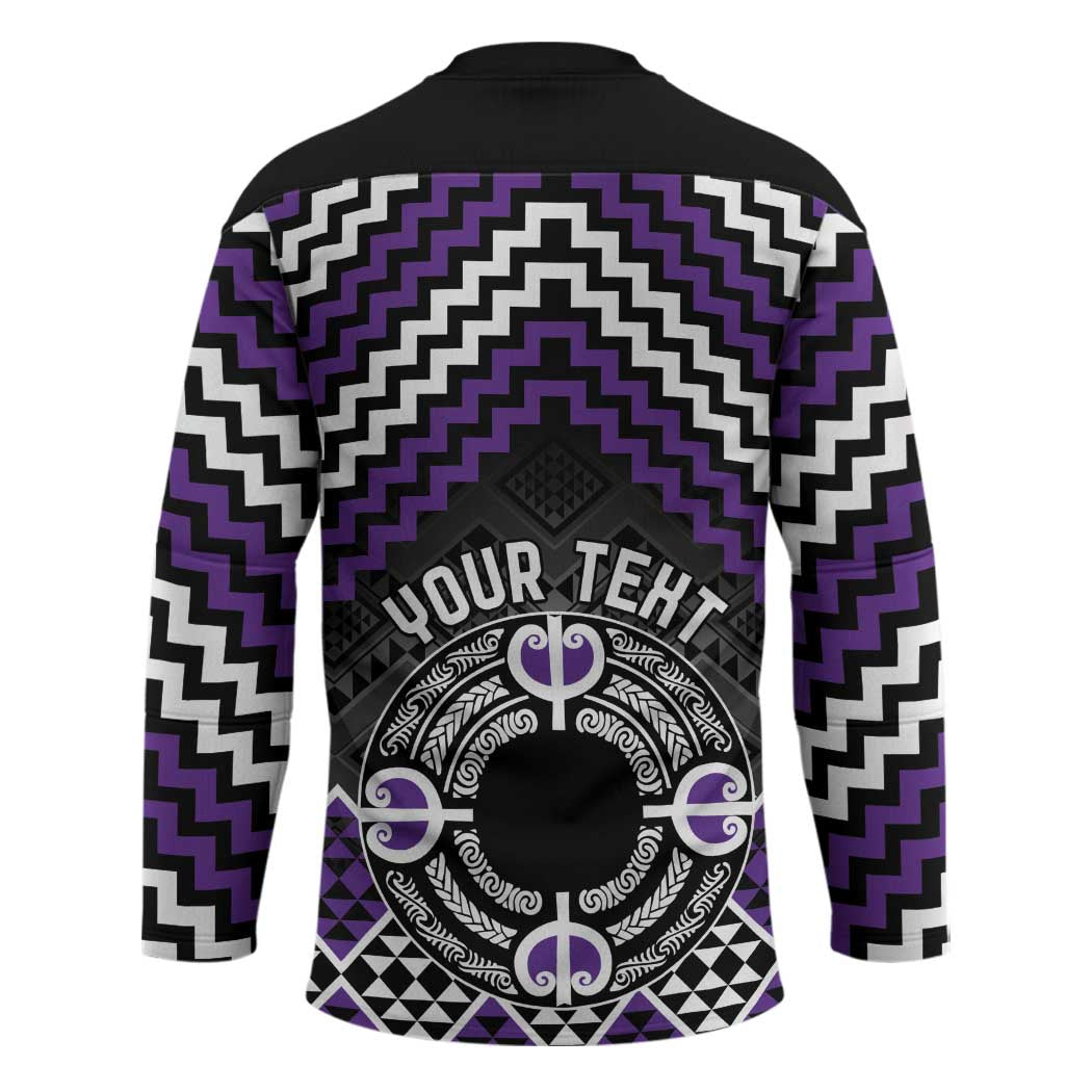 Personalised Aotearoa Niho Taniwha Motif Hockey Jersey Violet Style - Polynesian Pride