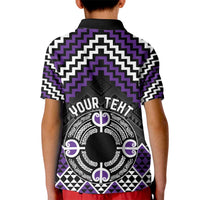 Personalised Aotearoa Niho Taniwha Motif Kid Polo Shirt Violet Style