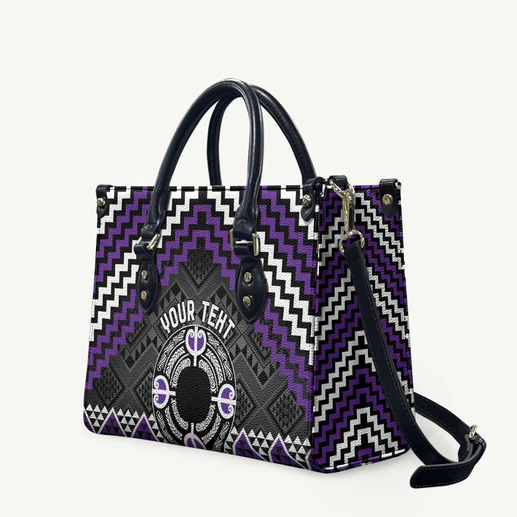Personalised Aotearoa Niho Taniwha Motif Leather Bag Violet Style LT9 Violet - Polynesian Pride