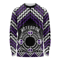 Personalised Aotearoa Niho Taniwha Motif Long Sleeve Shirt Violet Style