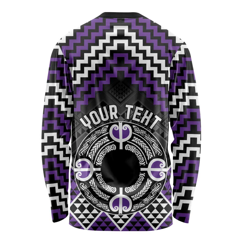 Personalised Aotearoa Niho Taniwha Motif Long Sleeve Shirt Violet Style