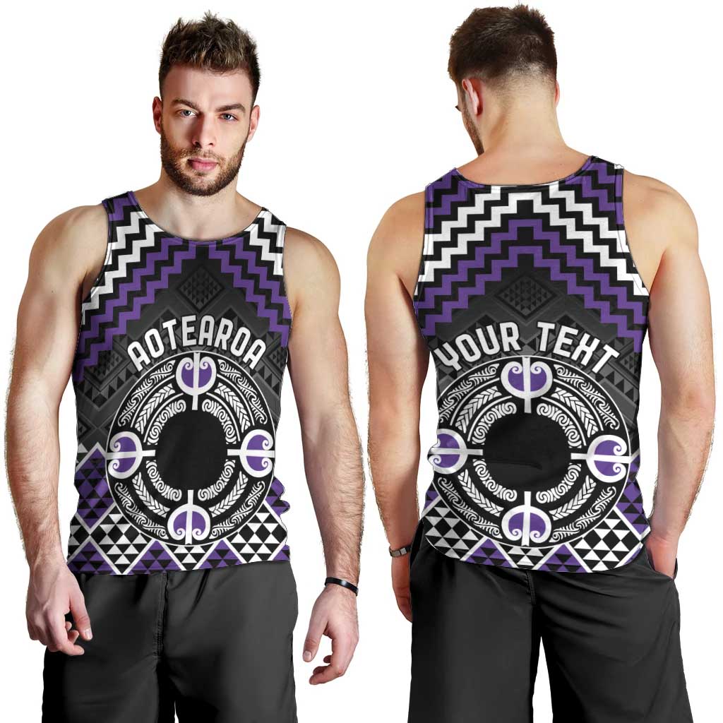 Personalised Aotearoa Niho Taniwha Motif Men Tank Top Violet Style