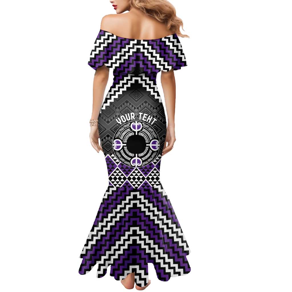 Personalised Aotearoa Niho Taniwha Motif Mermaid Dress Violet Style
