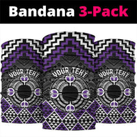 Personalised Aotearoa Niho Taniwha Motif Neck Gaiter Violet Style - Polynesian Pride