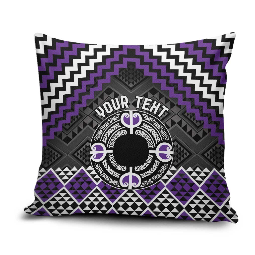 Personalised Aotearoa Niho Taniwha Motif Pillow Cover Violet Style - Polynesian Pride