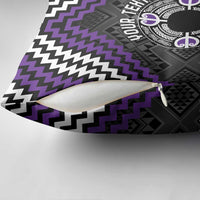 Personalised Aotearoa Niho Taniwha Motif Pillow Cover Violet Style - Polynesian Pride