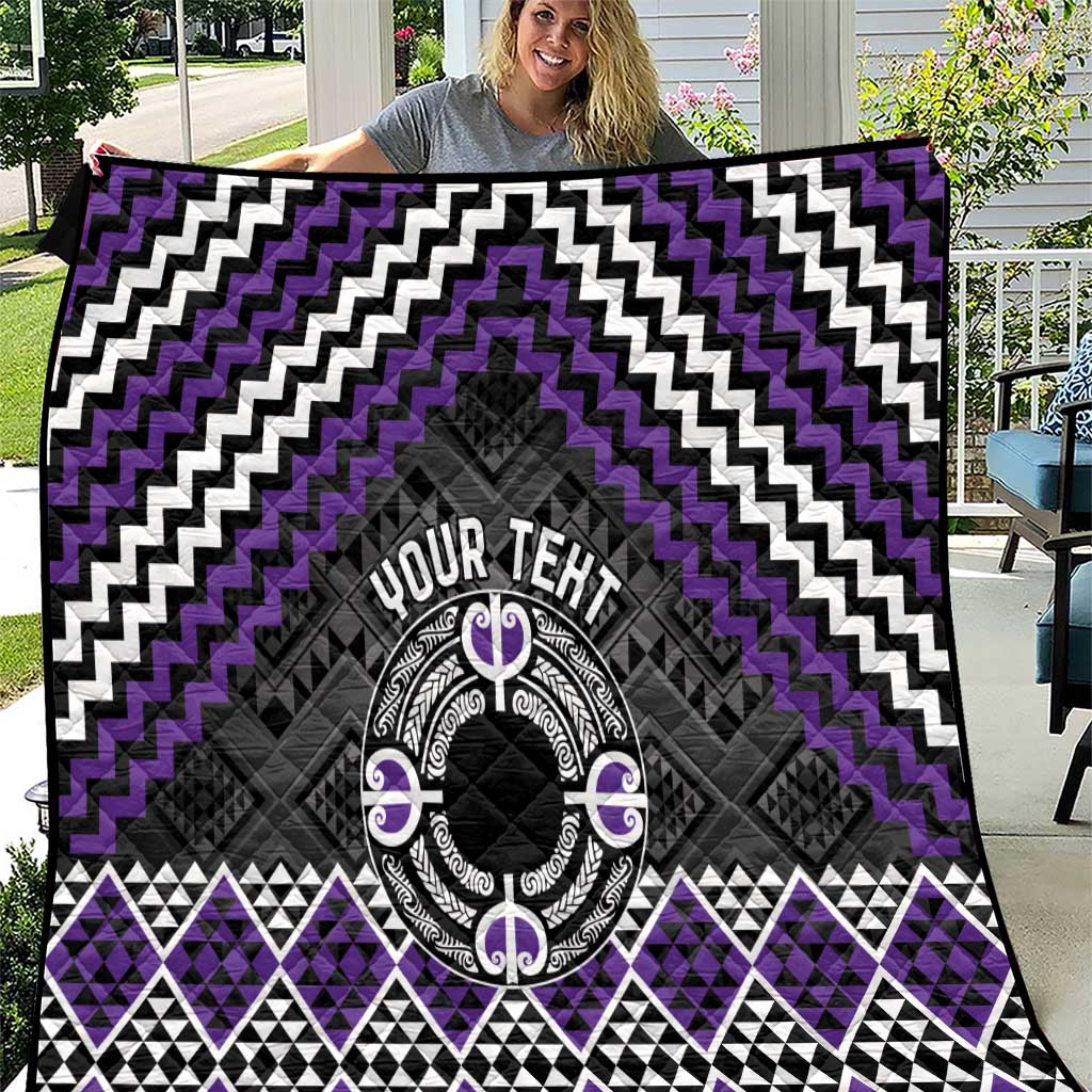 Personalised Aotearoa Niho Taniwha Motif Quilt Violet Style LT9 Violet - Polynesian Pride