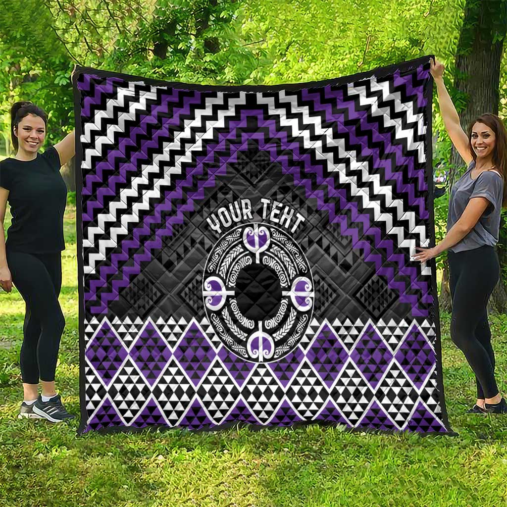 Personalised Aotearoa Niho Taniwha Motif Quilt Violet Style LT9 - Polynesian Pride