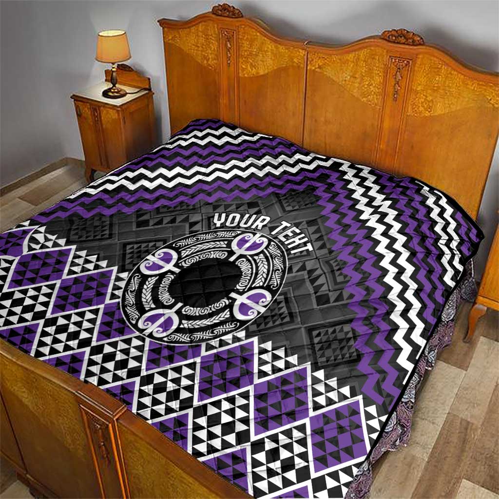 Personalised Aotearoa Niho Taniwha Motif Quilt Violet Style LT9 - Polynesian Pride