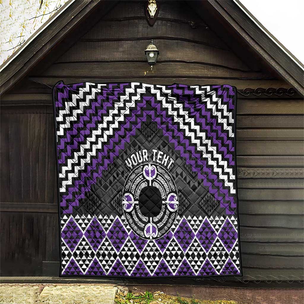 Personalised Aotearoa Niho Taniwha Motif Quilt Violet Style LT9 - Polynesian Pride