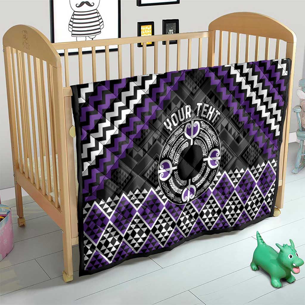Personalised Aotearoa Niho Taniwha Motif Quilt Violet Style LT9 - Polynesian Pride