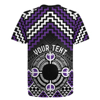 Personalised Aotearoa Niho Taniwha Motif Rugby Jersey Violet Style