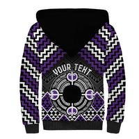 Personalised Aotearoa Niho Taniwha Motif Sherpa Hoodie Violet Style