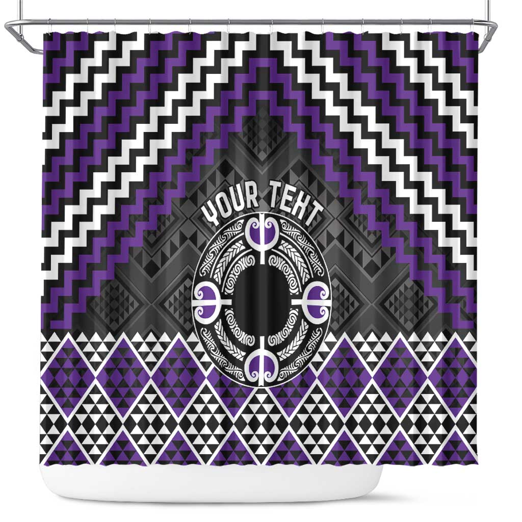 Personalised Aotearoa Niho Taniwha Motif Shower Curtain Violet Style LT9 Violet - Polynesian Pride