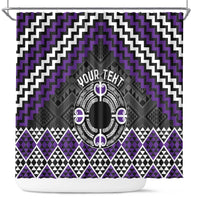 Personalised Aotearoa Niho Taniwha Motif Shower Curtain Violet Style LT9 Violet - Polynesian Pride