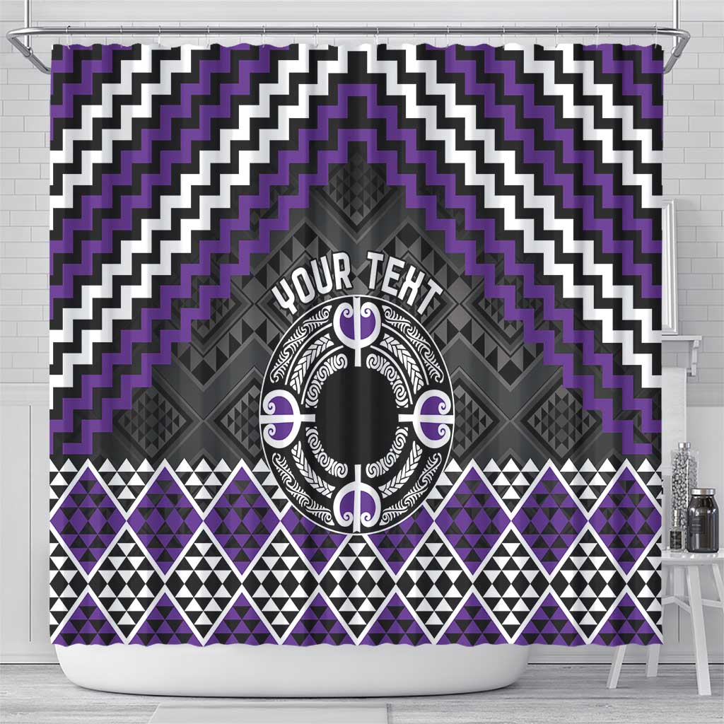 Personalised Aotearoa Niho Taniwha Motif Shower Curtain Violet Style LT9 - Polynesian Pride