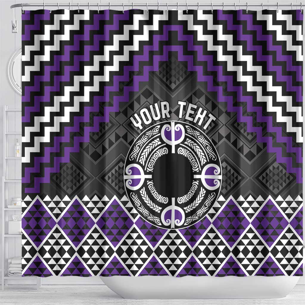 Personalised Aotearoa Niho Taniwha Motif Shower Curtain Violet Style LT9 - Polynesian Pride