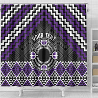 Personalised Aotearoa Niho Taniwha Motif Shower Curtain Violet Style LT9 - Polynesian Pride