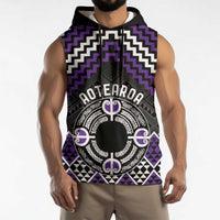 Personalised Aotearoa Niho Taniwha Motif Sleeveless Hoodie Violet Style - Polynesian Pride