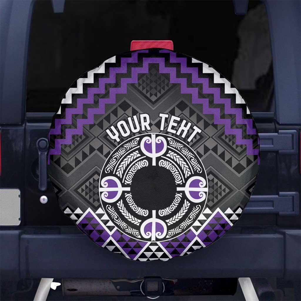 Personalised Aotearoa Niho Taniwha Motif Spare Tire Cover Violet Style
