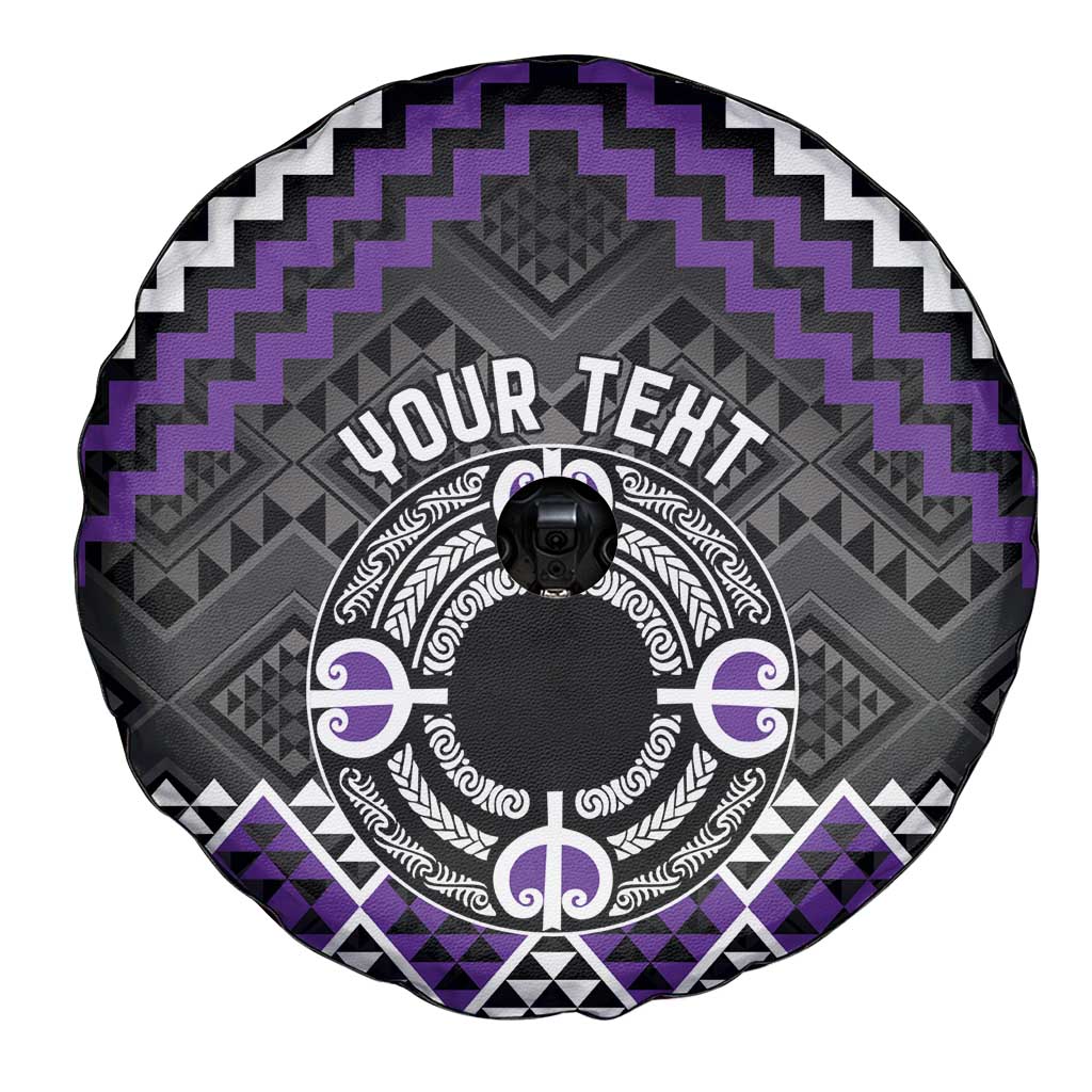Personalised Aotearoa Niho Taniwha Motif Spare Tire Cover Violet Style