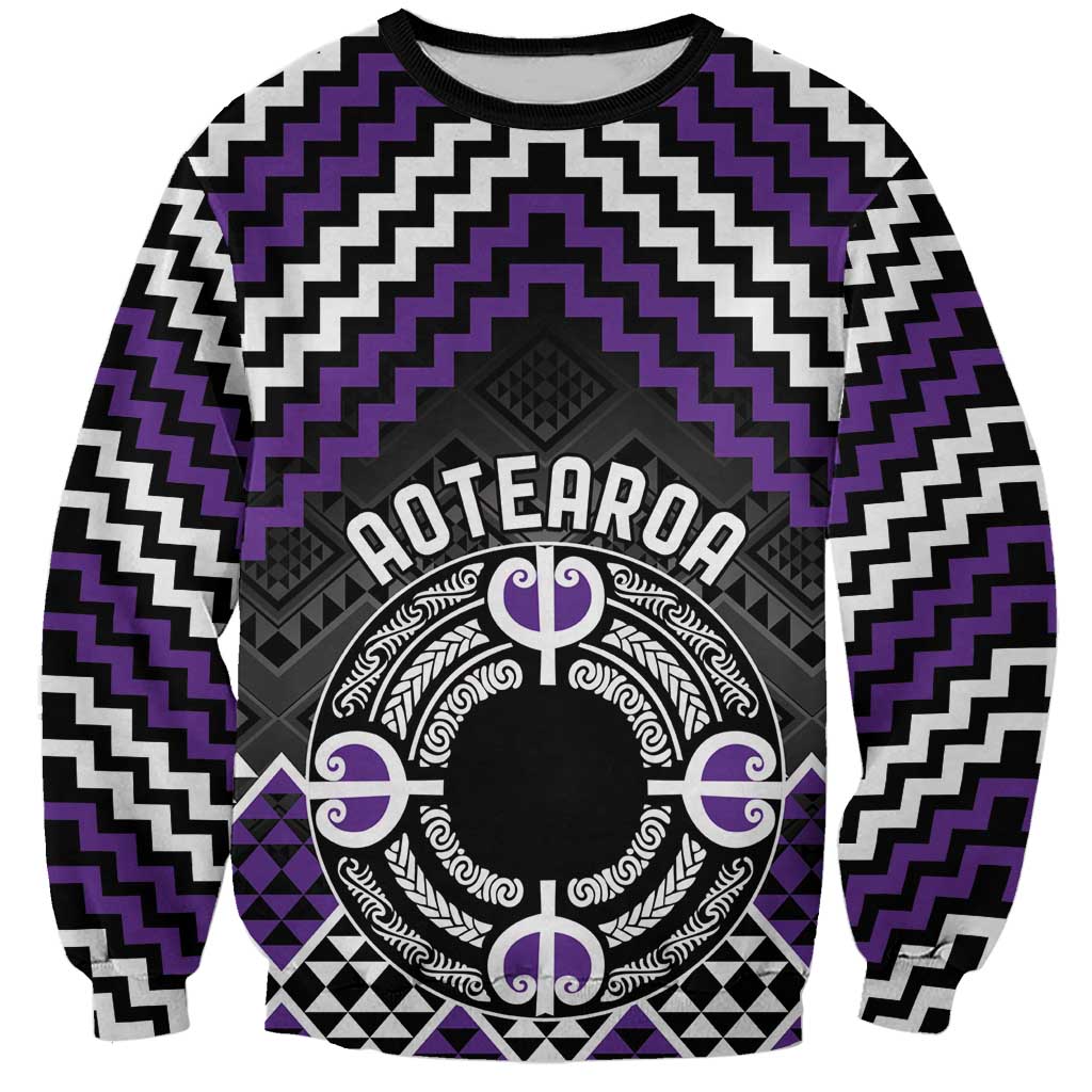 Personalised Aotearoa Niho Taniwha Motif Sweatshirt Violet Style