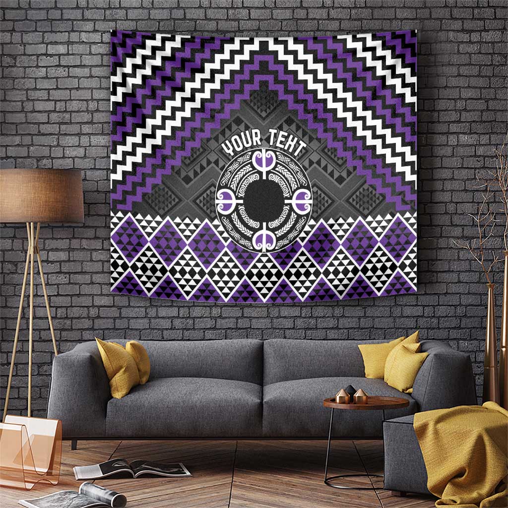 Personalised Aotearoa Niho Taniwha Motif Tapestry Violet Style LT9 Violet - Polynesian Pride