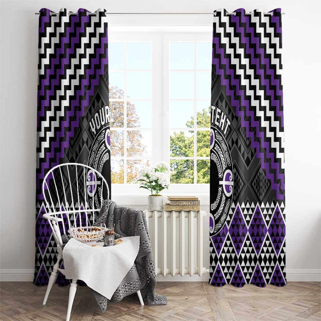 Personalised Aotearoa Niho Taniwha Motif Window Curtain Violet Style