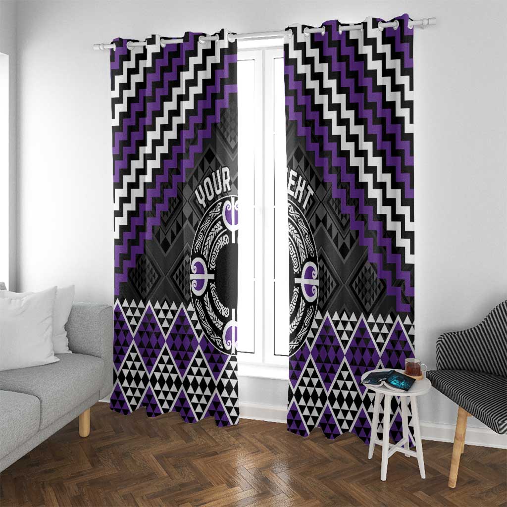 Personalised Aotearoa Niho Taniwha Motif Window Curtain Violet Style