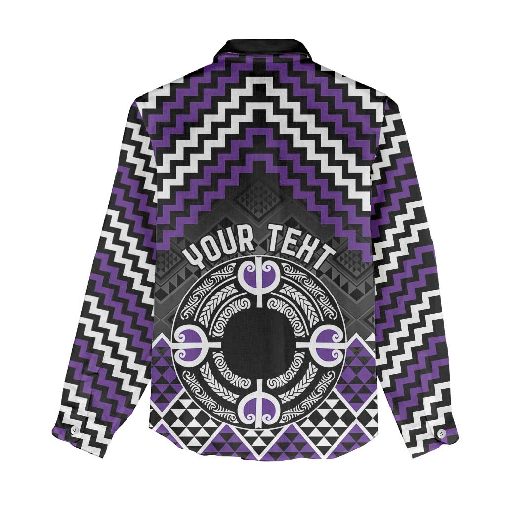 Personalised Aotearoa Niho Taniwha Motif Women Casual Shirt Violet Style
