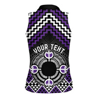 Personalised Aotearoa Niho Taniwha Motif Women Sleeveless Polo Shirt Violet Style