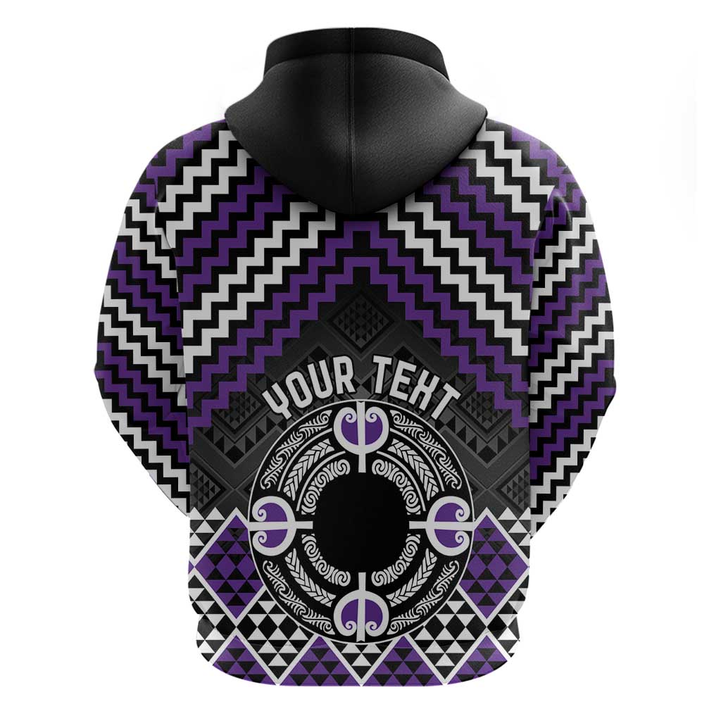 Personalised Aotearoa Niho Taniwha Motif Zip Hoodie Violet Style LT9 - Polynesian Pride